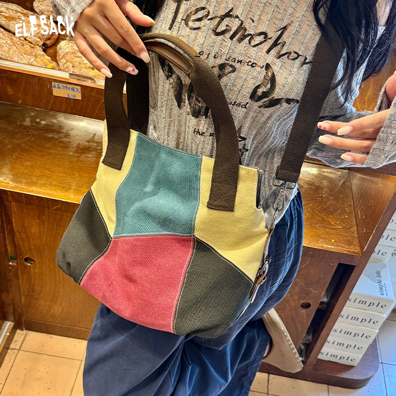 

ELFSACK 2025 Autumn New Arrival Casual Patchwork Multicolor Shoulder Bag For Woman