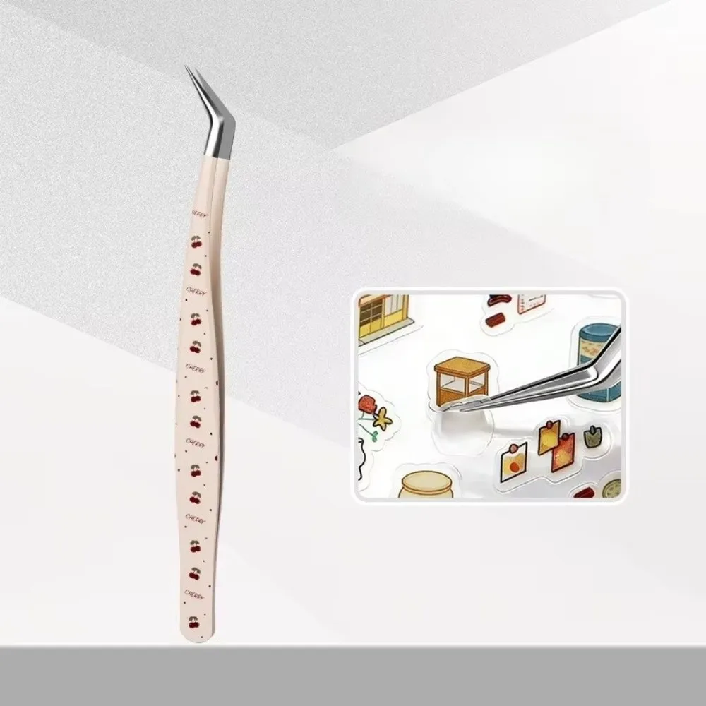 Stainless Steel Curved Stickers Tweezers Anti-static Cartoon False Eyelash Tweezers High Precision Eyelash Curler