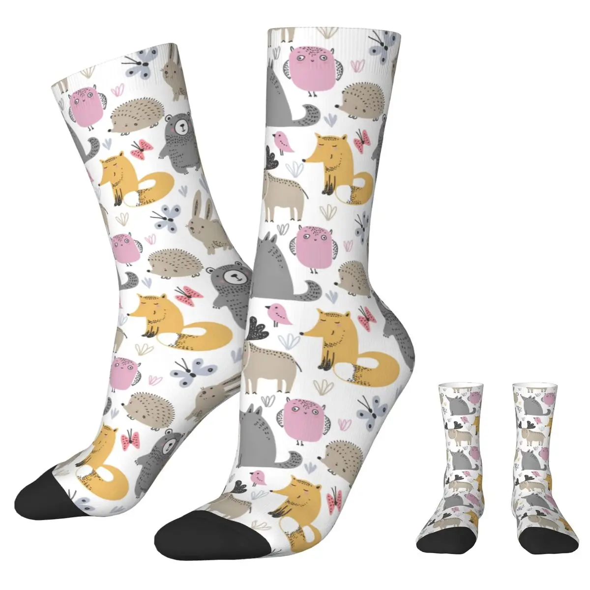 Lovely Animals Owl Bear Mouse Hedgehog Autumn Winter Retro Women MenSocks Cartoon Cute Sweat Absorbing Soccer Socks