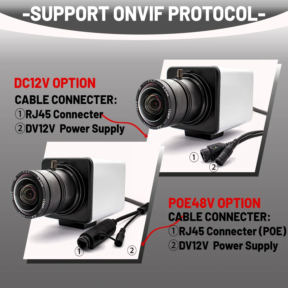 Caméra IP 3840x3104 4K 12MP, objectif Varifocal manuel 1/2.49 pouces CMOS H.265 Onvif Ai, détection de visage/mouvement, application AC18Pro, Webcam POE RJ45