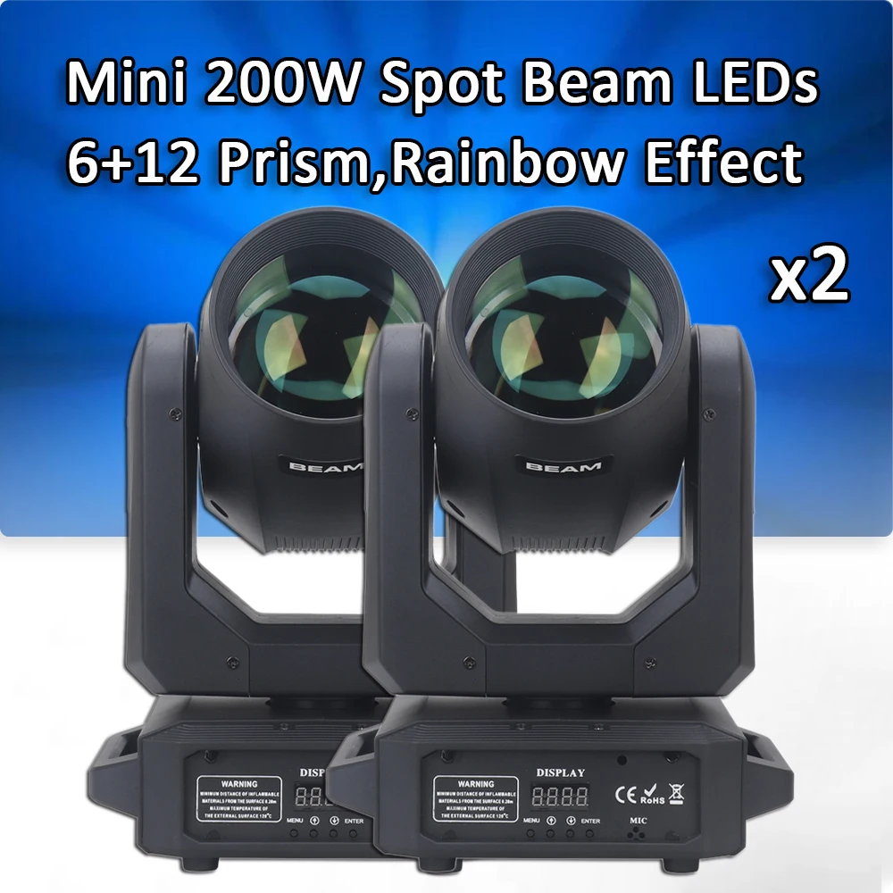 2Pcs/Lot LED Spot 200W Moving Head Light 18 Prism/Rainbow Effect DMX Controller For Projector Dj Party Disco Stage Lighting