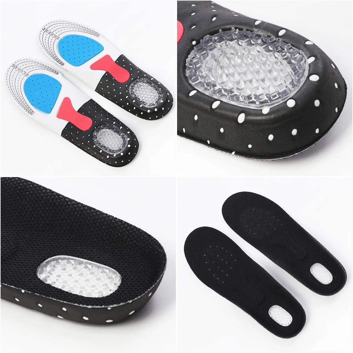 Black And White Orthopedic Massage Support Silicon Gel Insole Size is About 28.5 * 9.2cm