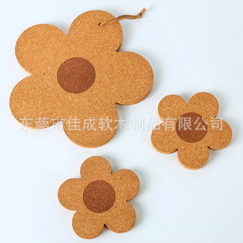 Flower Hanging Cute Coasters for Drinks Absorbent&Reusable Coaster Set Cork Flower Shape Coasters for Coffee Tea Cup Mat 코스터
