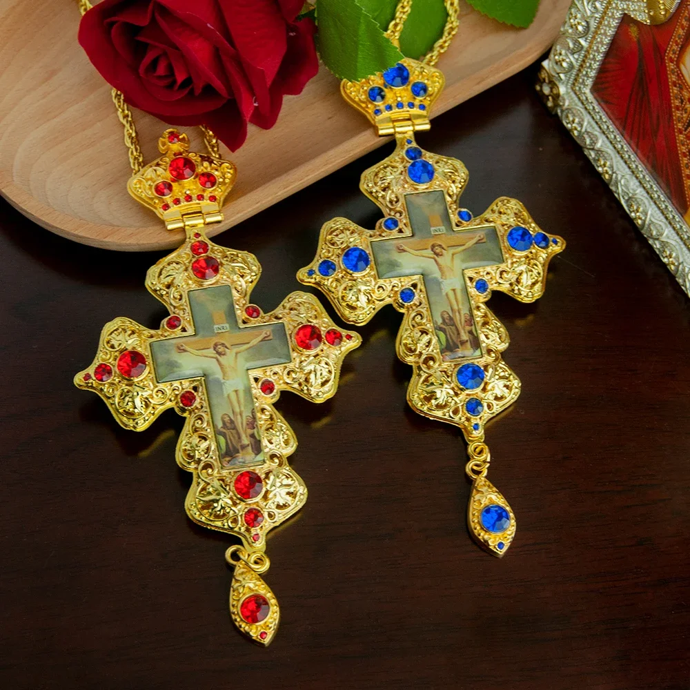 

Intricately Designed Greek Orthodox Church Bishop's Pectoral Cross Necklace for Priest Ordination