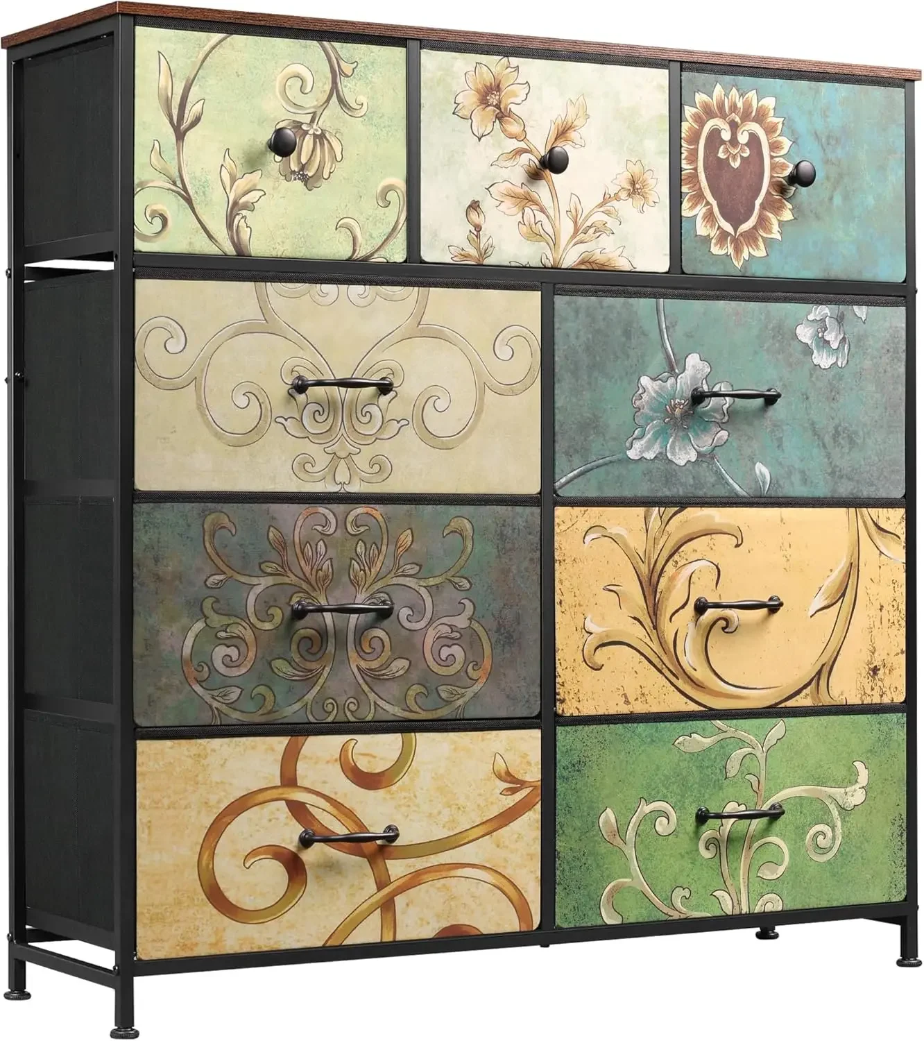 9-Drawer Dresser, Fabric Storage Tower for Bedroom, Hallway, Entryway, Closet, Tall Chest Organizer Unit with Fabric Bins,