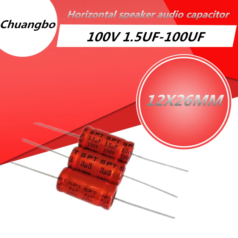 

5Pcs 100V Horizontal Speaker Audio Capacitor SPT NP Non Polarity Frequency Divider 1.5UF 2.2UF 3.3UF 4.7UF 18UF 47UF 47UF Axial