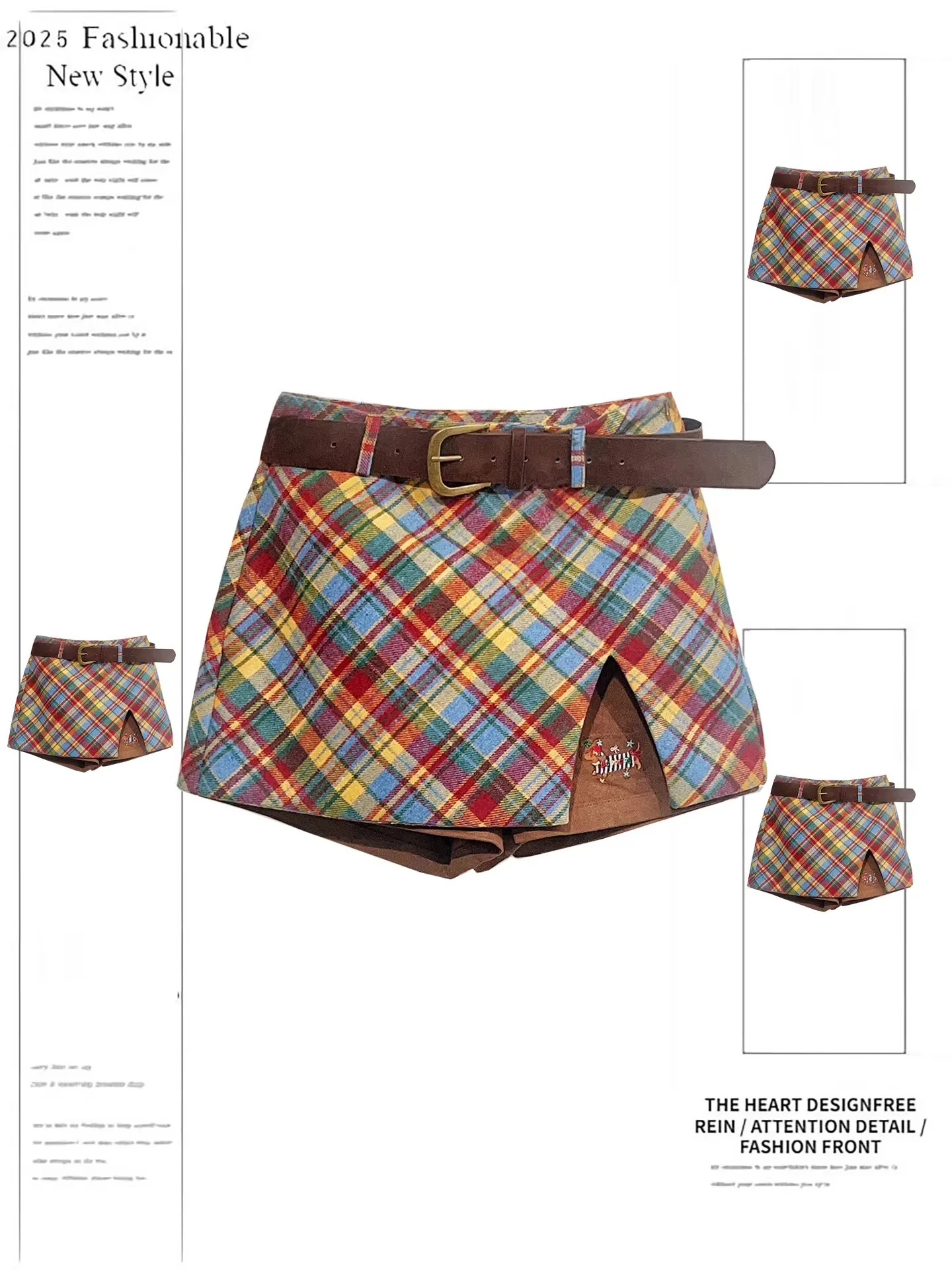 Retro Amerikanischen Plaid Rock Hohe Taille Abnehmen frauen Frühling Herbst Faion Anti-Licht ort Rock Sattel Hund Split