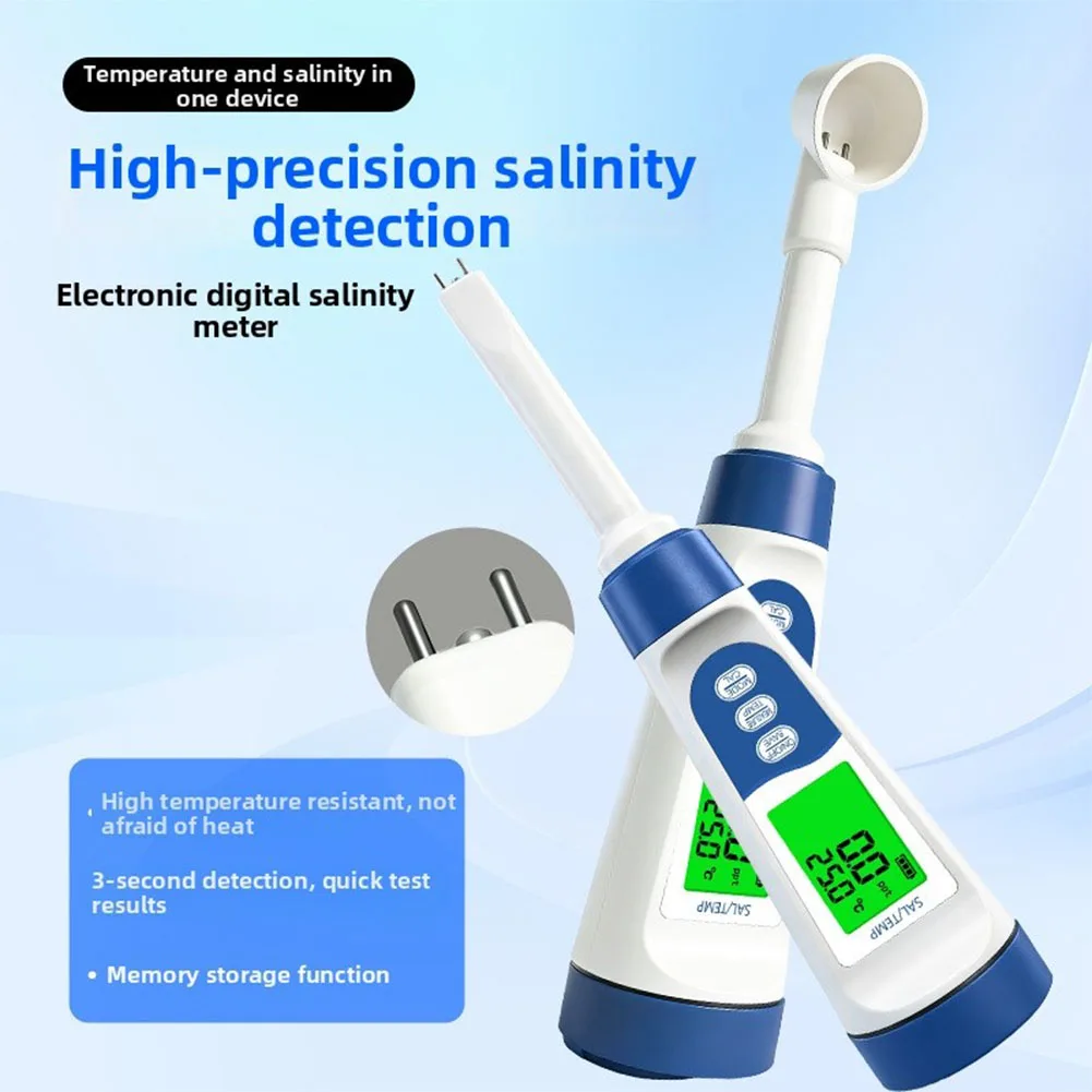 Digital Salinity Meter 0.01-10% With Temperature Compensation Fast 3s Detection For Cooking Aquaculture Food Processing Tool