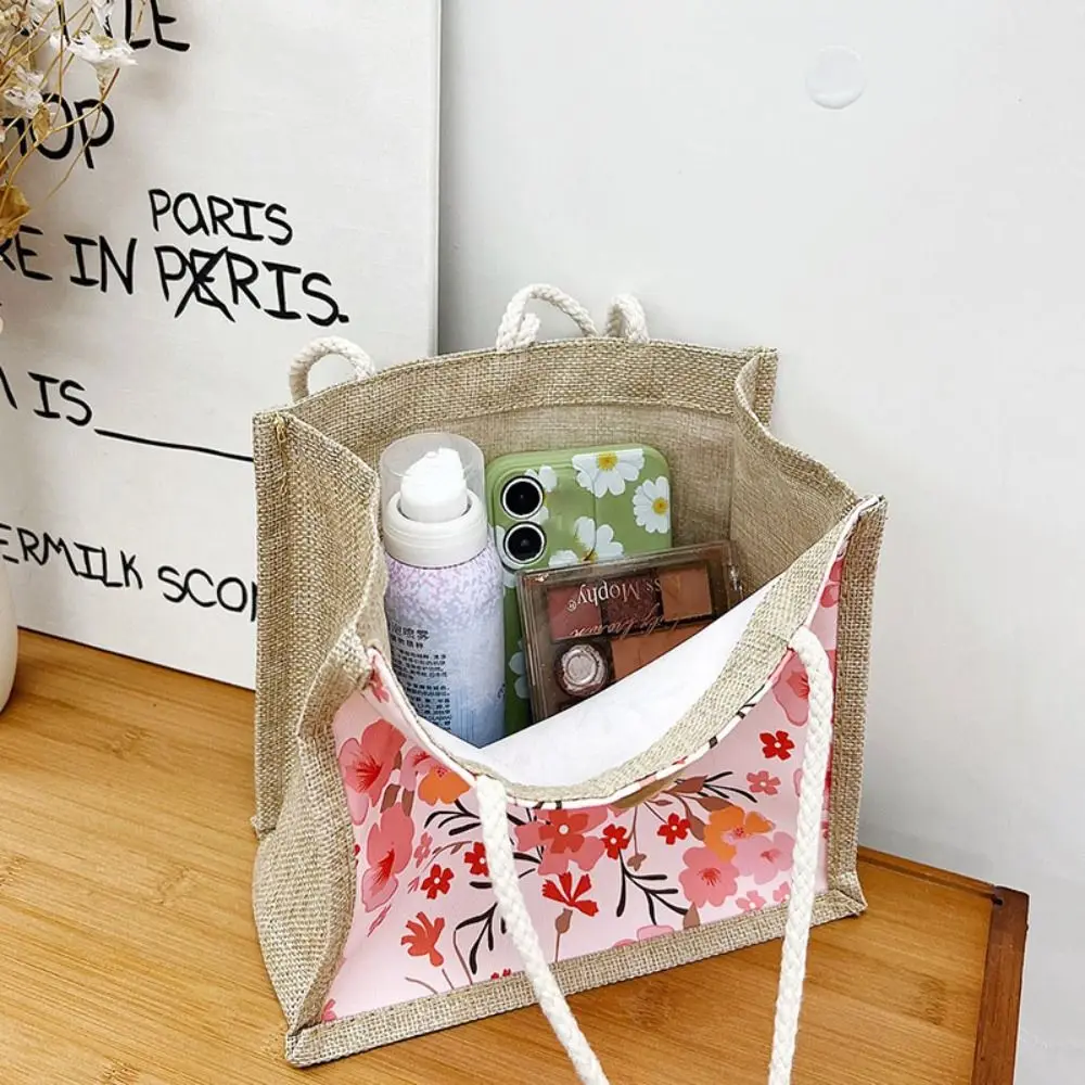 Simple Cotton Linen Cloth Canvas Handbag With Button/Zipper Reusable Picnic Breakfast Bag Lunch Bags Women