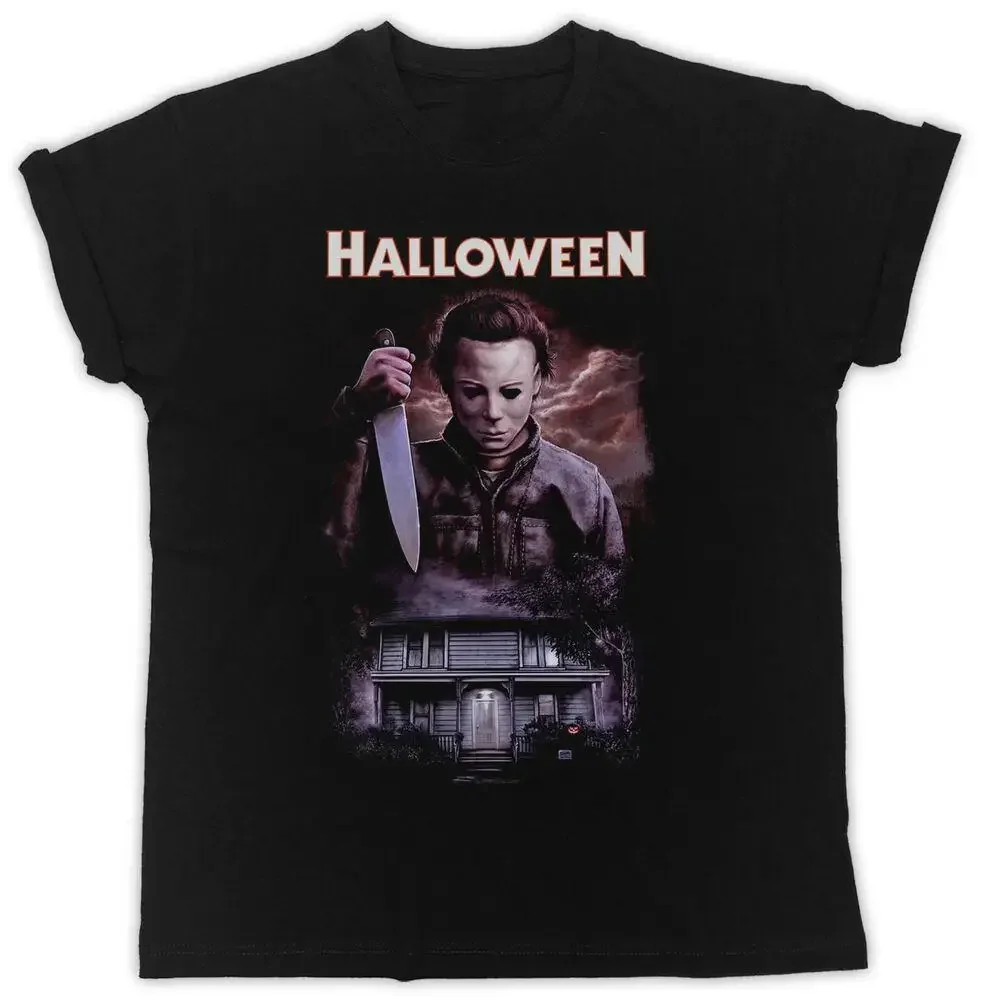 COOL FUNNY HALLOWEEN KNIFE HOUSE MOVIE POSTER  TSHIRT UNISEX BLACK MENS T SHIRT