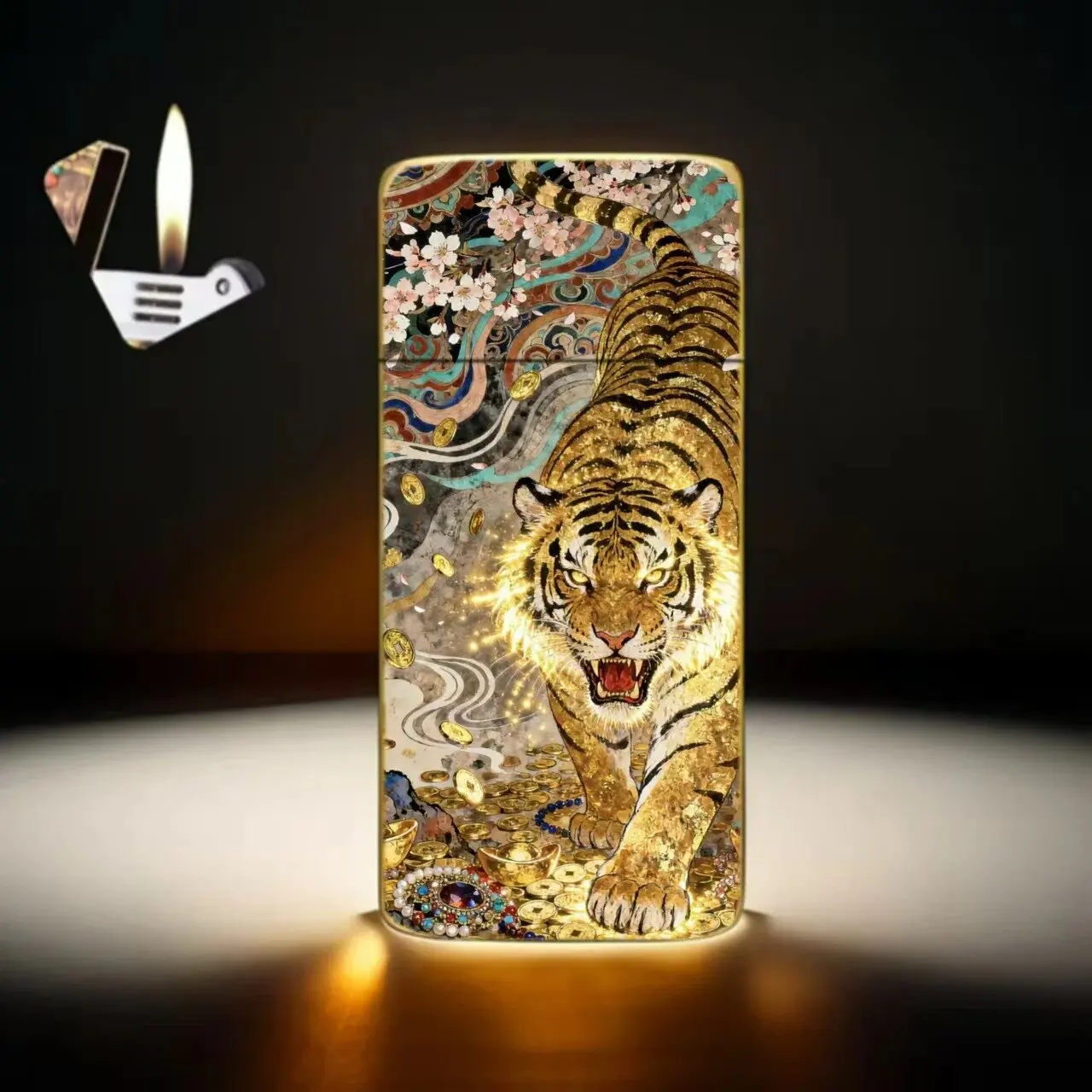 2026 New Metal Ultra-thin Inflatable Lighter with Personalized Mythical Animal Enamel Craftsmanship, High-end and Exquisite Gift