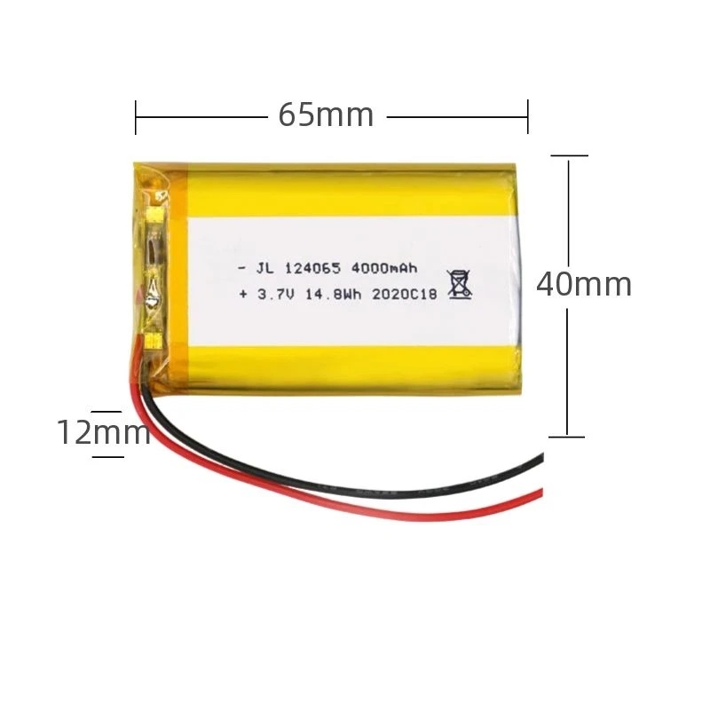 124065 3.7V 4000mAh Polymer Lithium Battery  High Capacity Jst PH 2.0mm 2pin Plug Hand Warmers Tablet Medical Devices Camera