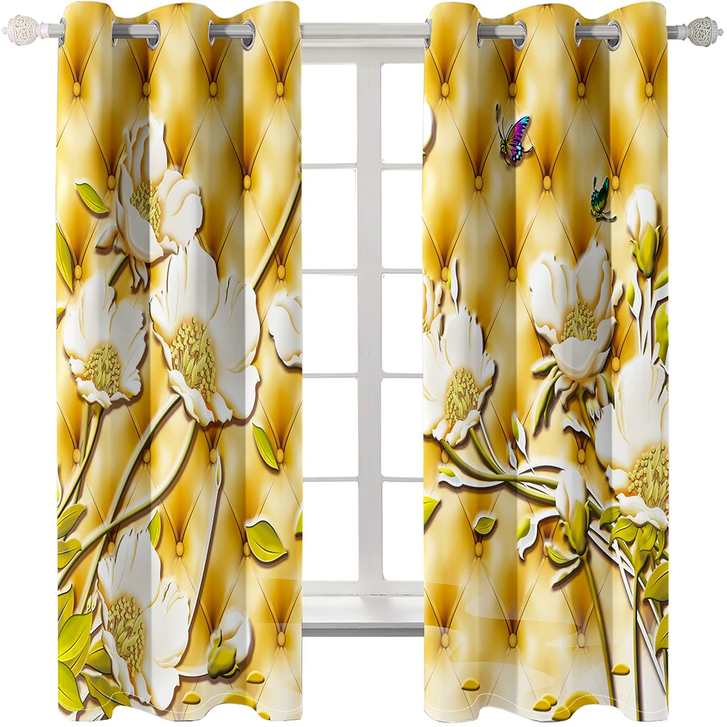 Custom gold soft curtains Blackout 3D Curtains For Living Room office Bedroom soundproof windproof curtains