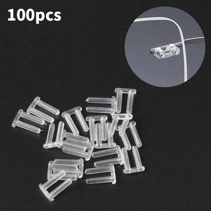 Novo Conjunto de 100 Peças de Plugs de Borracha Duplos para Óculos Sem Armação, Fivela de Reposição para Óculos de Grau, Acessórios para Equipamentos de Óptica
