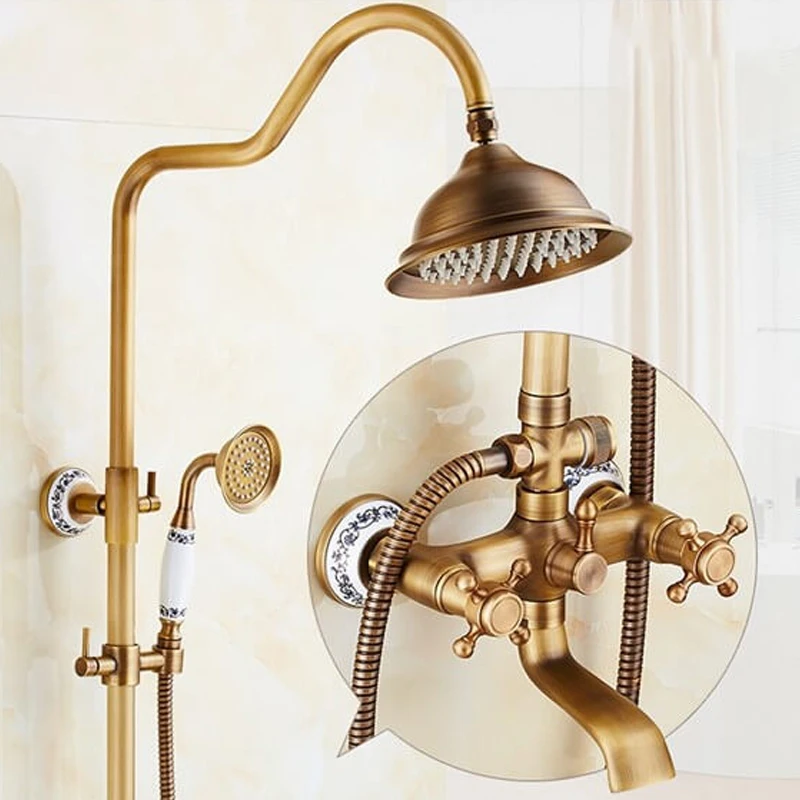 

High Quality Vintage Rain Antique 8 inch Brass Shower Set For Outdoor