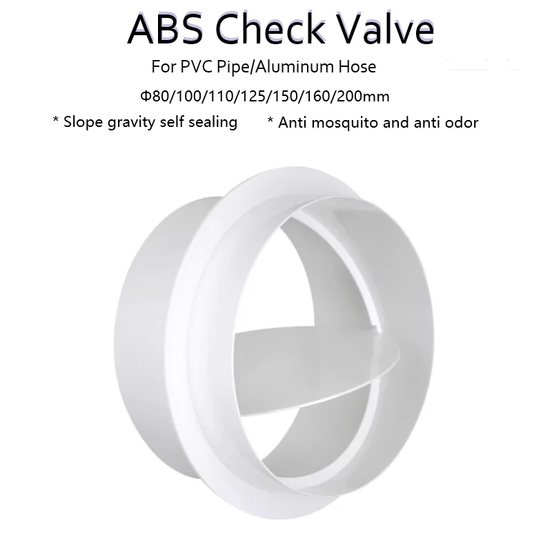 

ABS Exhaust Hose Check Valve Anti Odor Gravity Inclined Self Sealing Ventilation Valve Kitchen Range Hood Aluminum Foil Pipe Fan