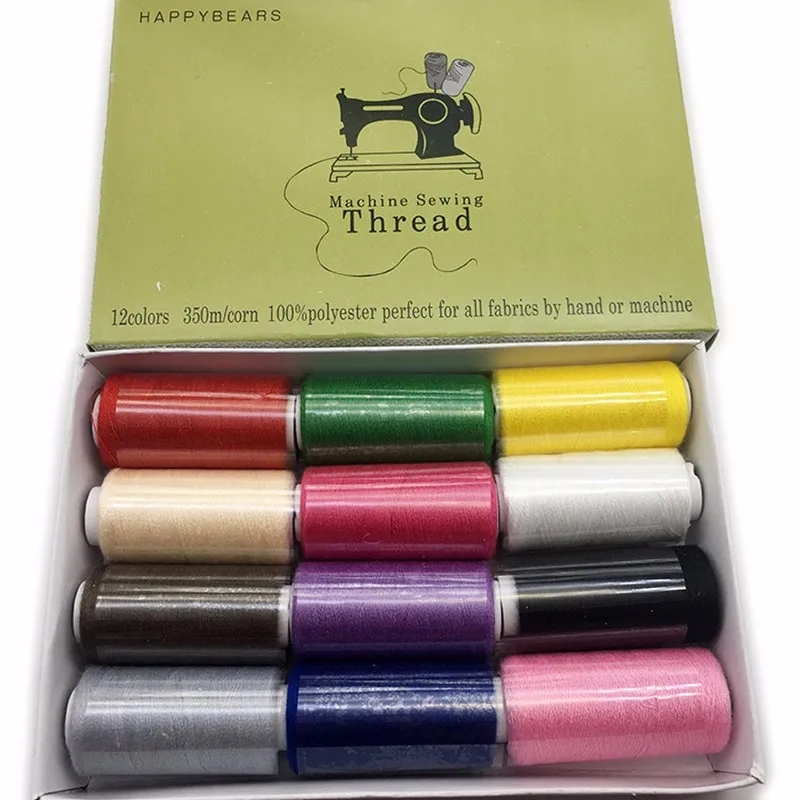 12 Color Sewing Thread Set with Storage Box for Home Use, Assorted Hand Needle and Thread Kit