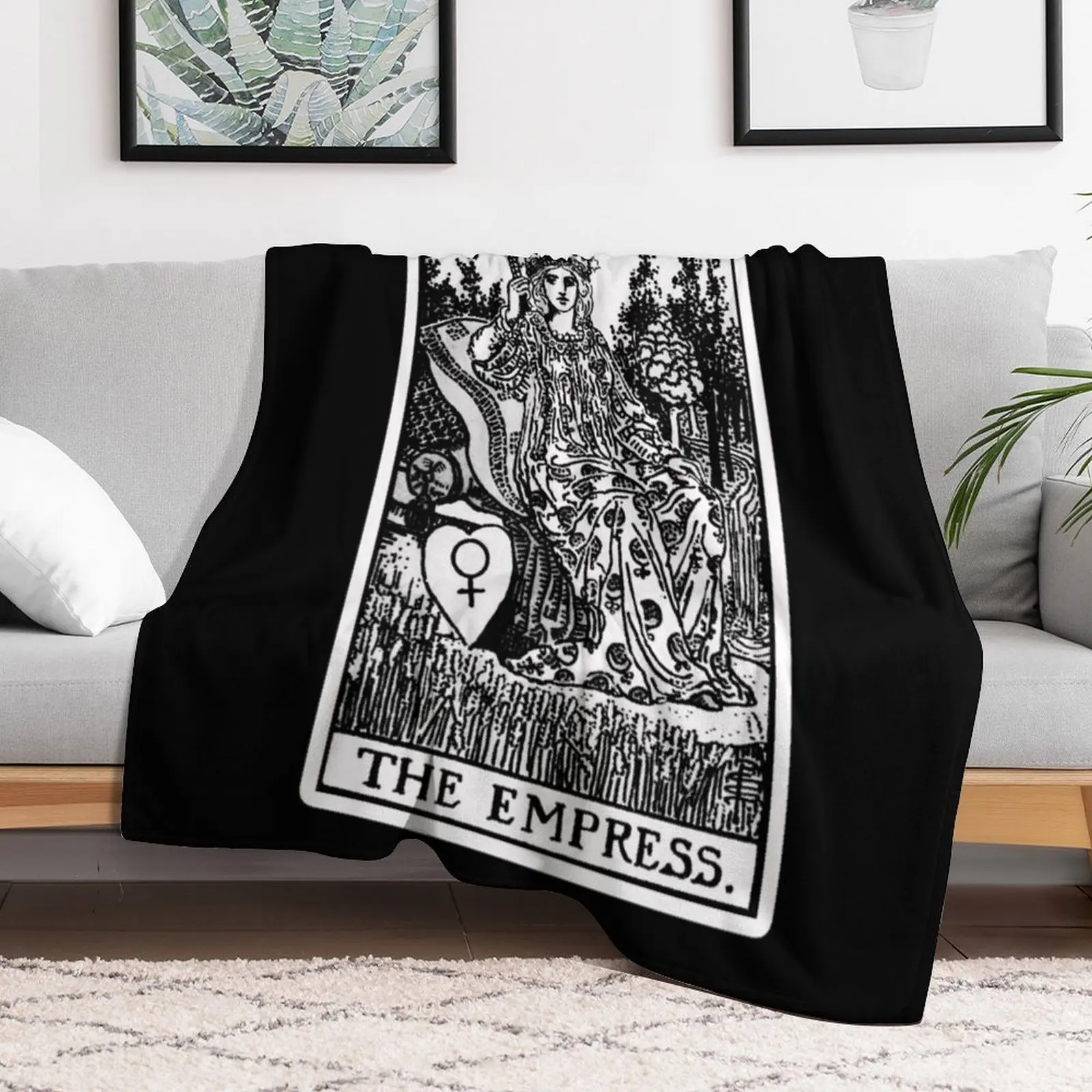 III. The Empress Tarot Card Black and white Throw Blanket Thin christmas gifts Bed linens Blankets