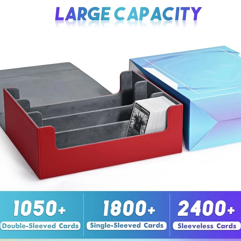 Card Storage Box For Trading Cards, Card Deck Case Holds 1800+ Single Sleeved Cards Storage Box Easy To Use