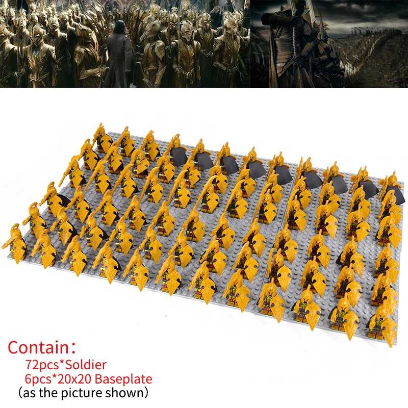 MOC LOTR Soldier Orcs Army Figures Armor Guard Warrior Archer Medieval Dol Amroth Knights Building Blocks Bricks toys gifts