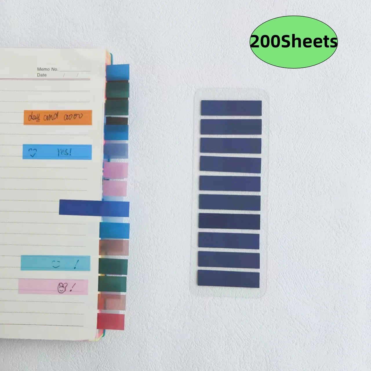 200 Sheets Transparent Sticky Note Self-Adhesive BookMarker Annotation Reading Book Clear Tab Kawaii Cute Stationery