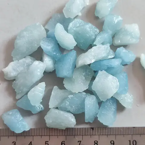 Decoración Natural de cuarzo aguamarina, berilo, piedra de cristal, espécimen Mineral, materiales tallados a mano para la fabricación de joyas