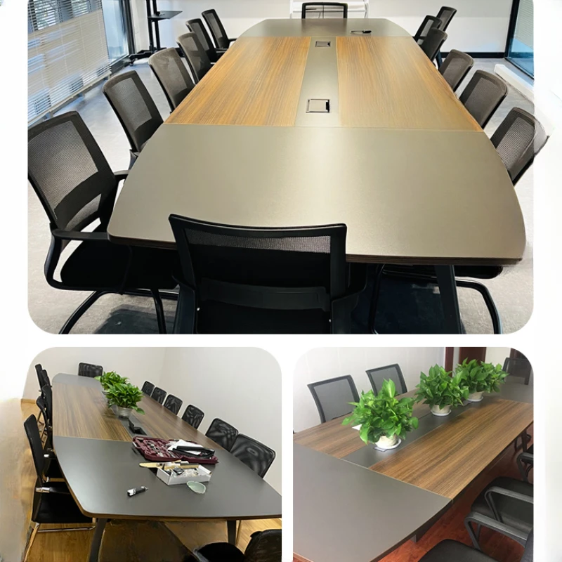 Conference table desk simple modern office furniture strip table ebony color conference room table and chair combination