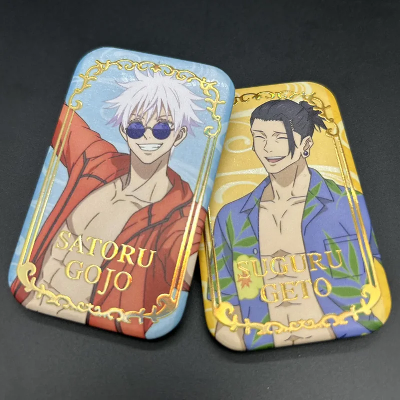 Anime Jujutsu Kaisen Satoru Gojo	Geto Suguru Cosplay Three-dimensional Laser Relief Gilding Badge Rectangle  Ambitus