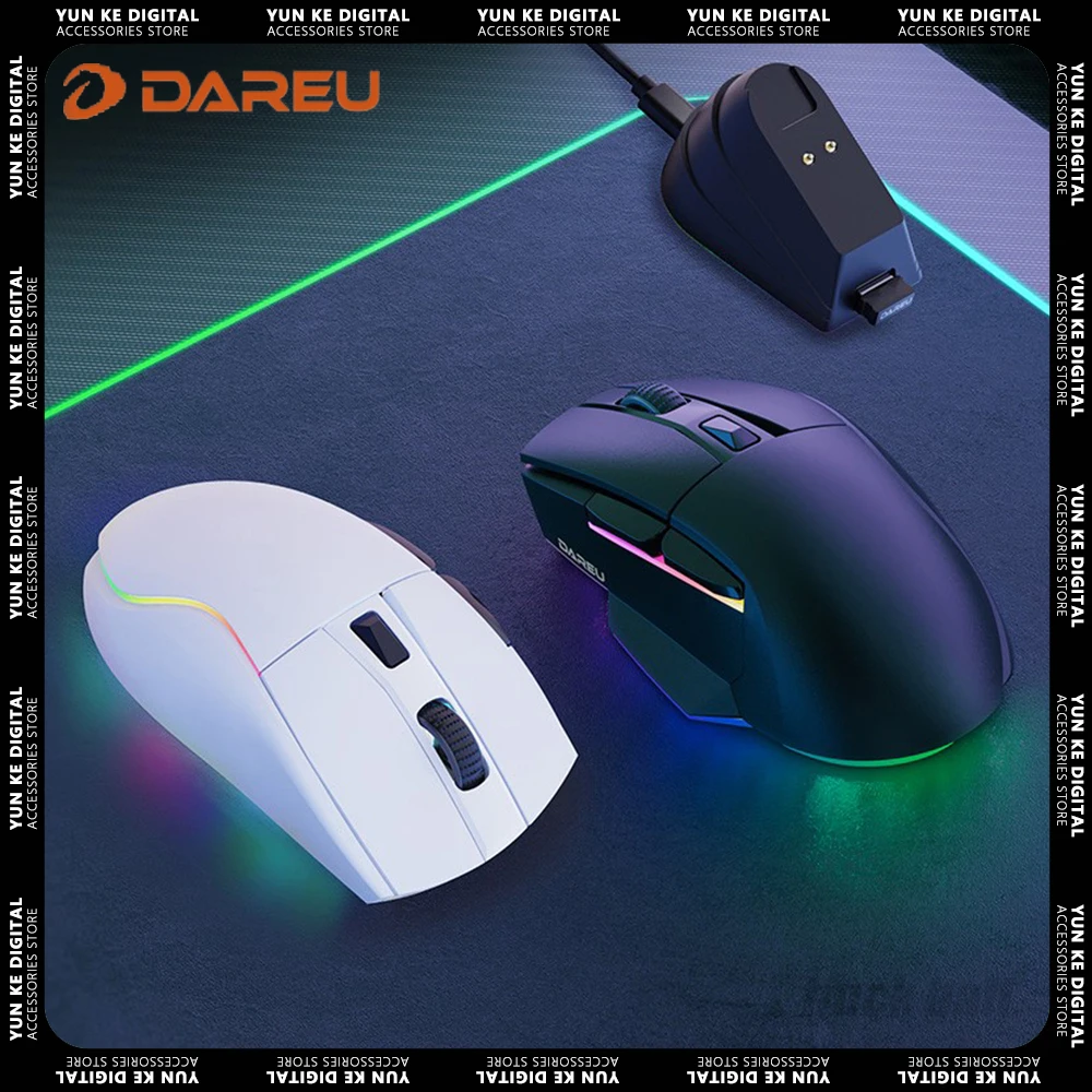 

Dareu A955 Mice Portable Tri Mode Ergonomics Bluetooth Wireless Mouse RGB Backlit Gamer Accessories Laptop Light Weight Office