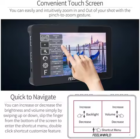 FEELWORLD F5 PRO V4 Monitor 4K HDMI Input Output 6 Inch Touch Screen 3D LUT DSLR Camera Field Monitor