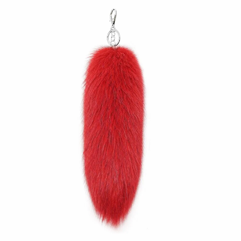 Faux Fox Fur Tail Keychain for Bags and Accessories