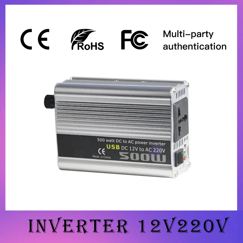 

500W Car Inverter 12v 220v 50Hz Auto Invertor USB Interface Independent Power Switch Inverter Peak Power 1000W