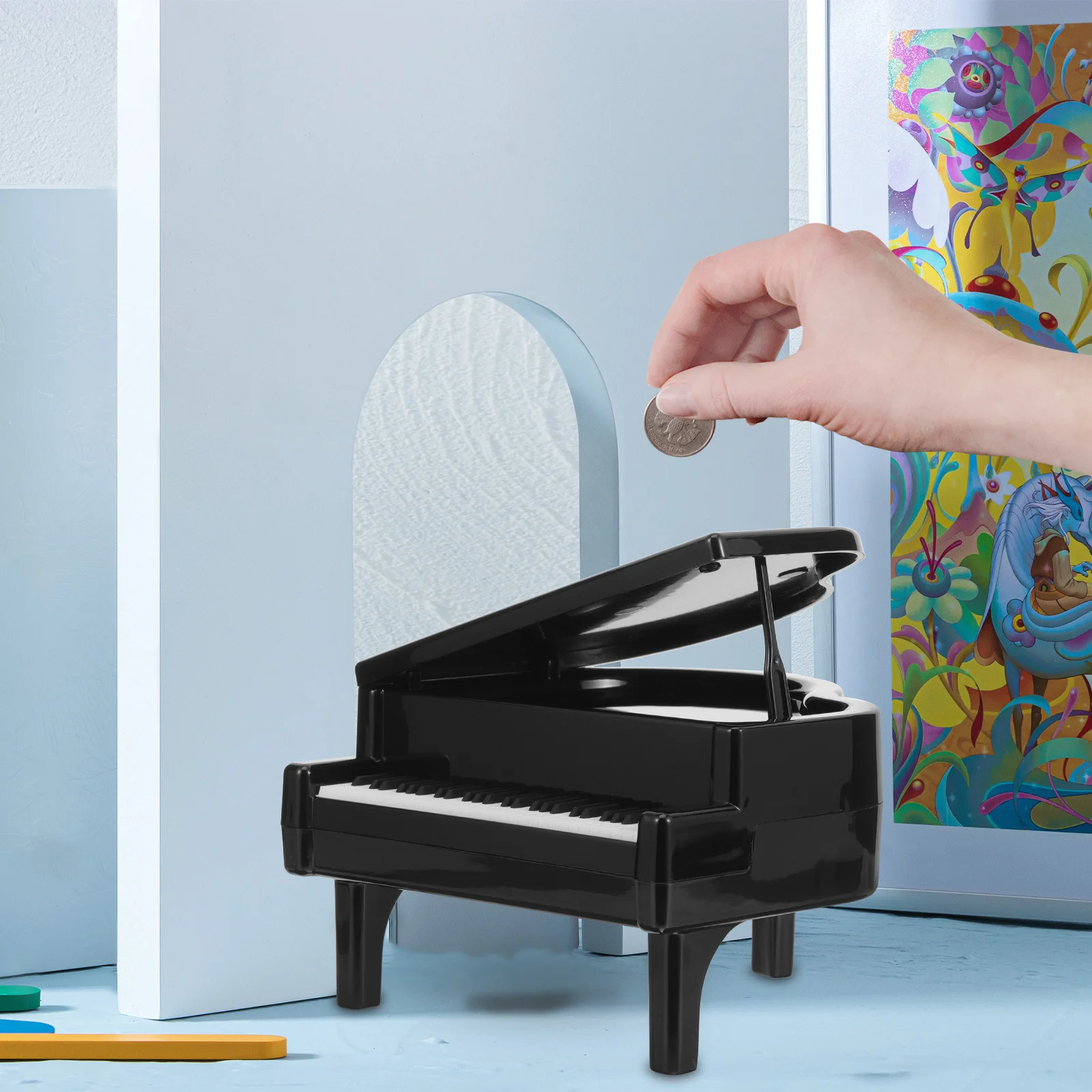 Celengan Piano Kecil Tahan Lama Praktis Tempat Uang Dekorasi Rumah Penyimpanan Koin Dekoratif Celengan Piano Dekoratif