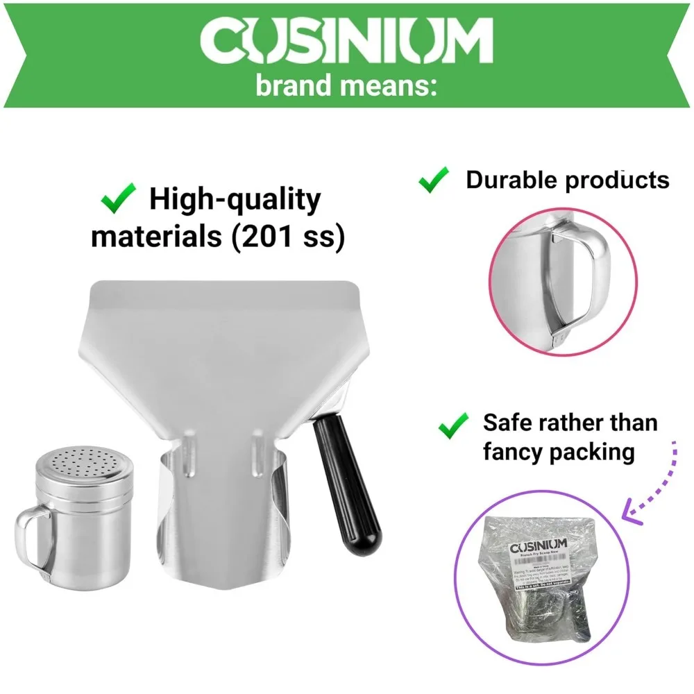 

Concession Popcorn Scoop and Dredge Bundle - Metal Popcorn Scooper - French Fry Scoop