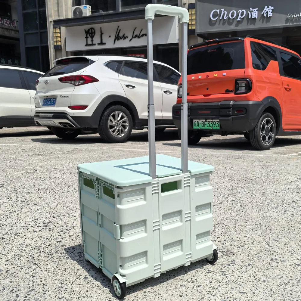 Foldable Shopping Cart Portable Multi-Functional Outdoor Storage with Pull Rod for Home Vegetable Buying And Use