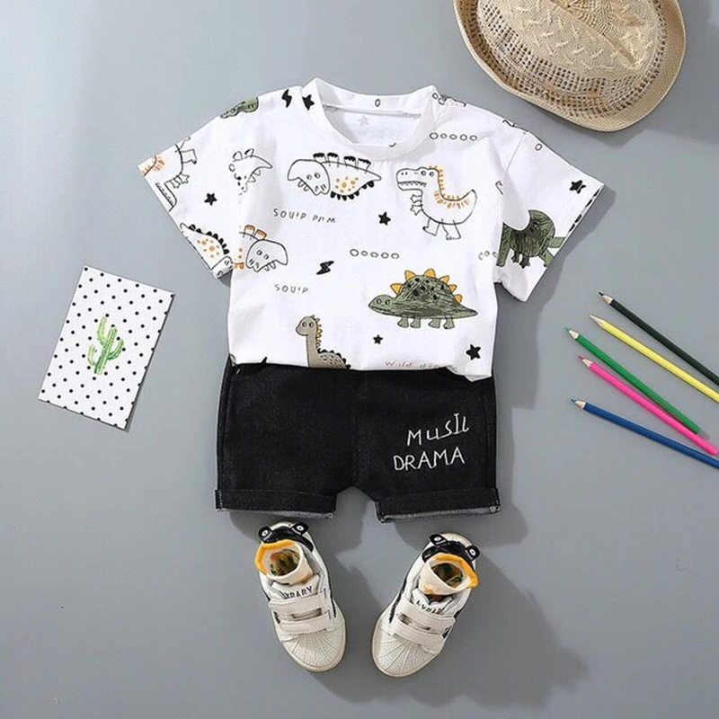 

Summer Baby boys Clothes Sets Fashion handsome Unisex Kids T-Shirt + Shorts 2 Pcs Suits lovable