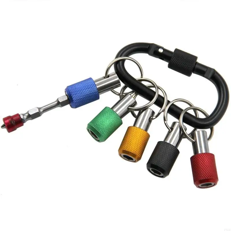 P82E 5 Pcs/Set 1/4'' Screwdriver Bits Holder Keychain Screw Adapter Extension Bar
