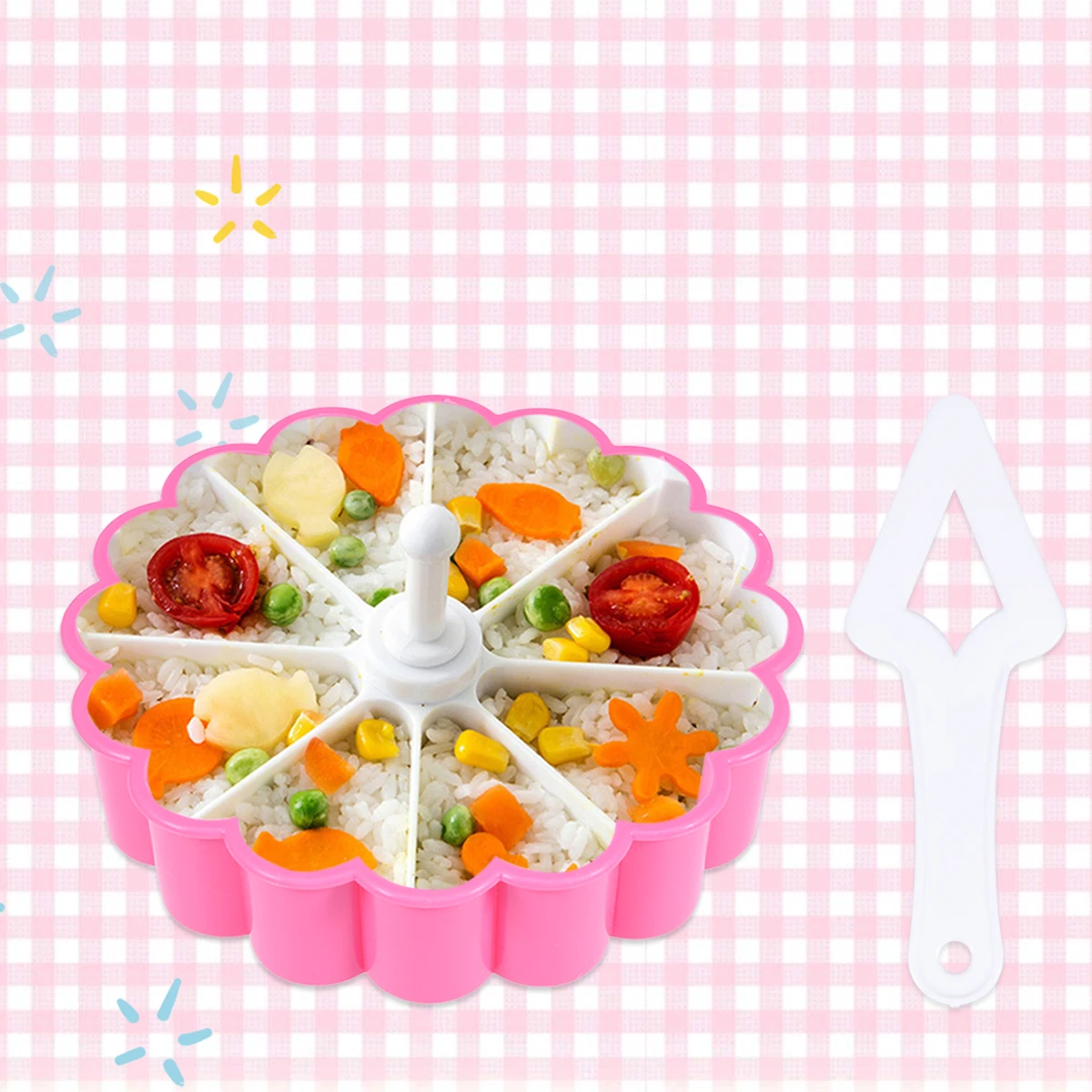 Juego de 2 unidades de moldes Bento con forma de corazón, prensa de arroz, máquina para hacer Sushi para Onigiri, pastel, pudín, aperitivos, fiambrera, herramienta de cocina para preparación de comidas para niños