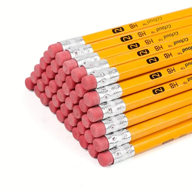 10 unids/lote lápiz de dibujo lápices de plomo de madera lápiz HB con borrador niños lápiz de dibujo papelería de escritura escolar