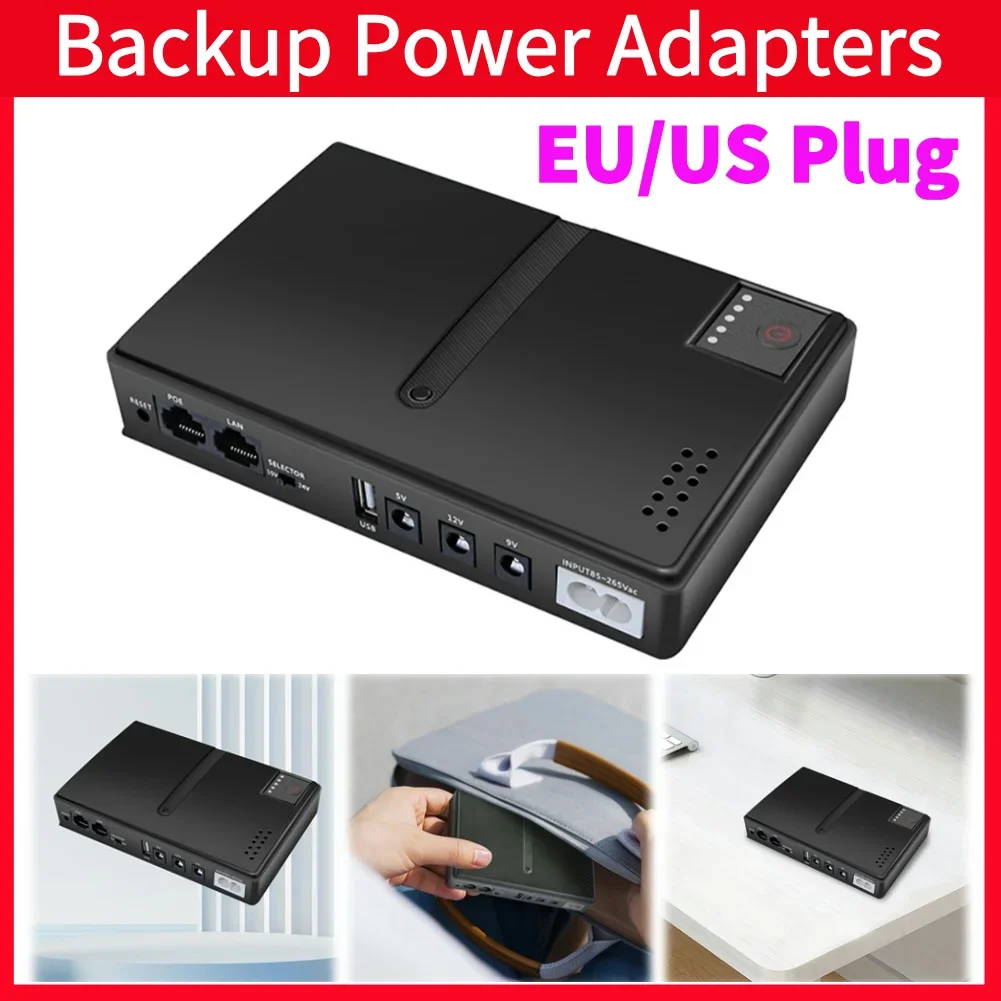 DC1018L Mini Portable UPS Backup Power Adapters 5V 9V 12V Battery Backup UPS Backup Battery for WiFi Router Camera