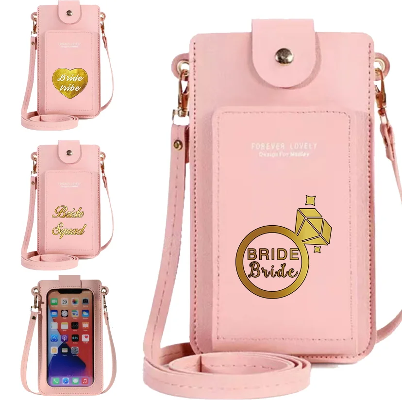 

Shoulder Mobile Phone Touch Screen Phone Bag for Women Bag Coin Cute Purse Carrying Mobile Phones Bride Printing Series