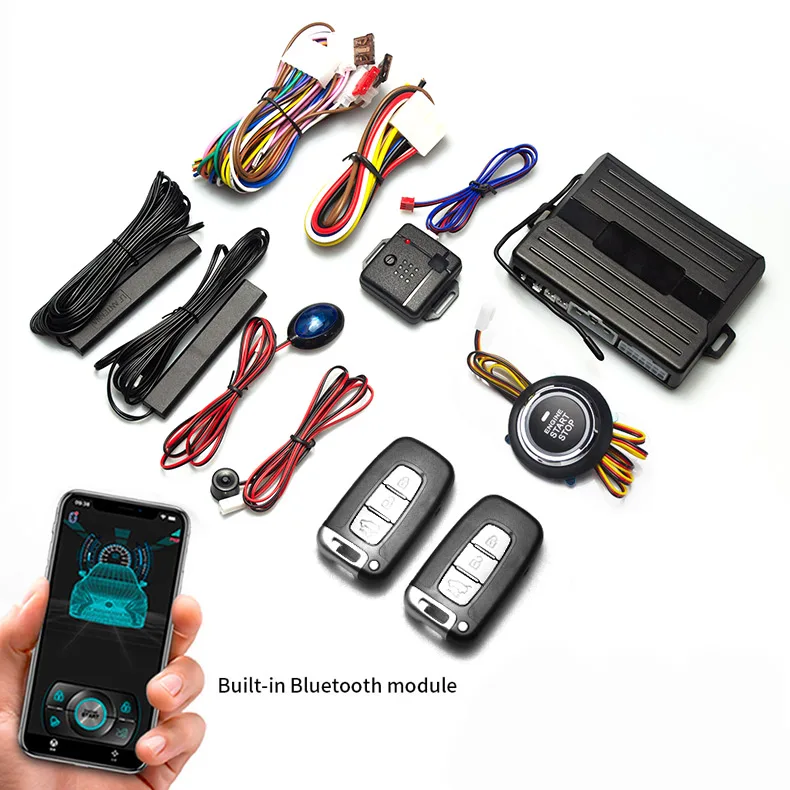 BLE APP Push Button Start Two Way Keyless Entry Car Alarm System