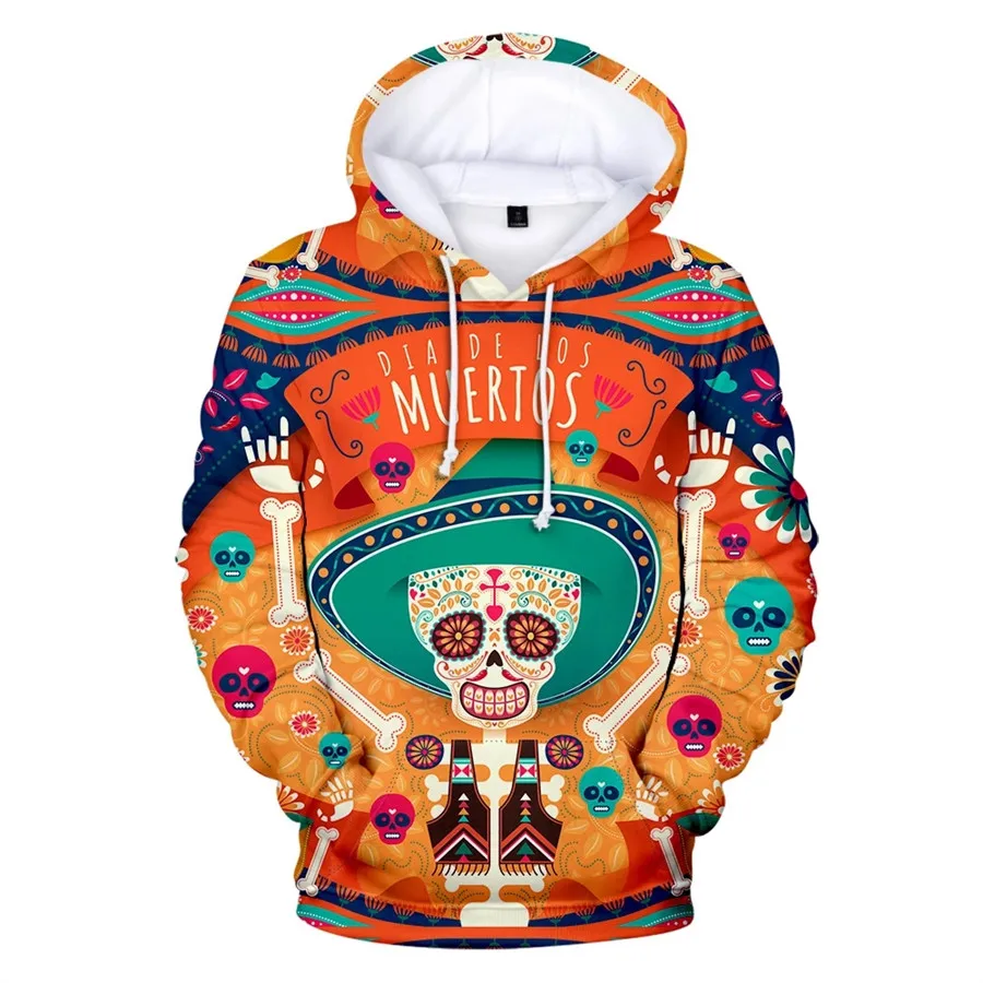 

Classic Day of the Dead Hoodie Long Sleeve Kids Men Women Hoodies Mexico Holiday Sweatshirts Unisex Hip Hop Streetwear Jacket