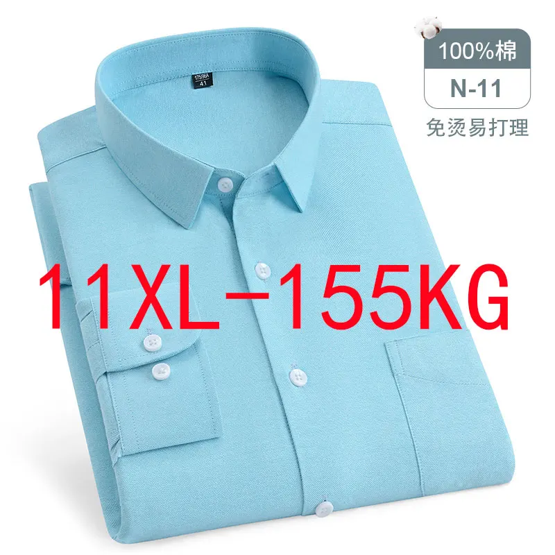 100% cotton 10XL 11XL men\'s shirt Long sleeve Oxford woven high quality fashion wear casual extra large size breathable