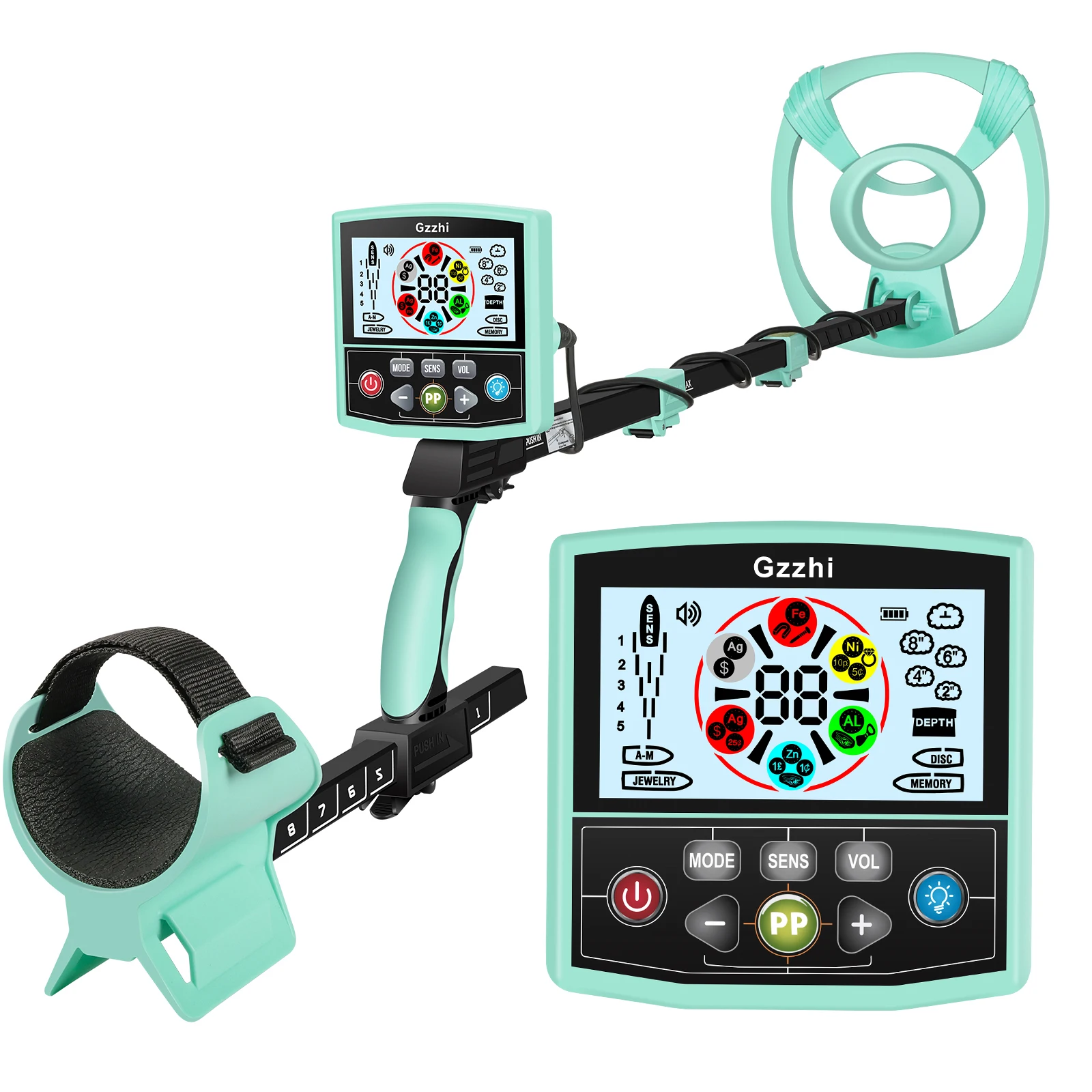 Color Screen Metal Detector Higher Accuracy Adjustable Waterproof Metal Detectors with Pinpoint & Disc 11" Inch Search Detector