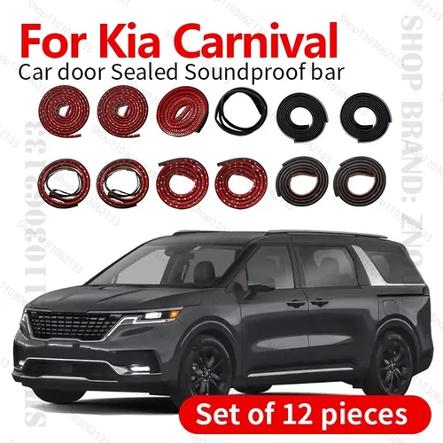 Imagen 1 del producto 1998-2025Para Kia Carnival tira de sellado de puerta de coche Protector de sellado de doble capa de goma tira insonorizada tira de sellado a prueba de polvo 12 Uds