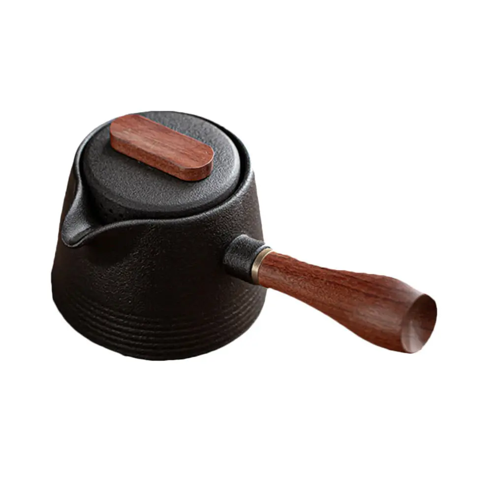 

Hand Painted Black Pottery Tea Retro Decor Kung Fu Tools Stainless Steel Ceramics Teapot Office