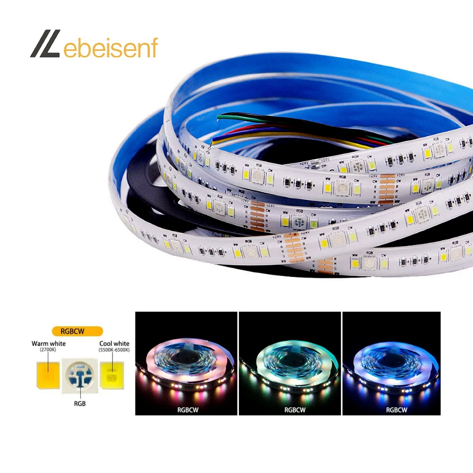 5 m/partia LED RGB WW CW RGB CCT RGBCCT 5 w 1 kolorowa taśma światło 5050 2835 SMD 60 90 LEDs/m wewnętrzna lampa dekoracyjny element oświetleniowy