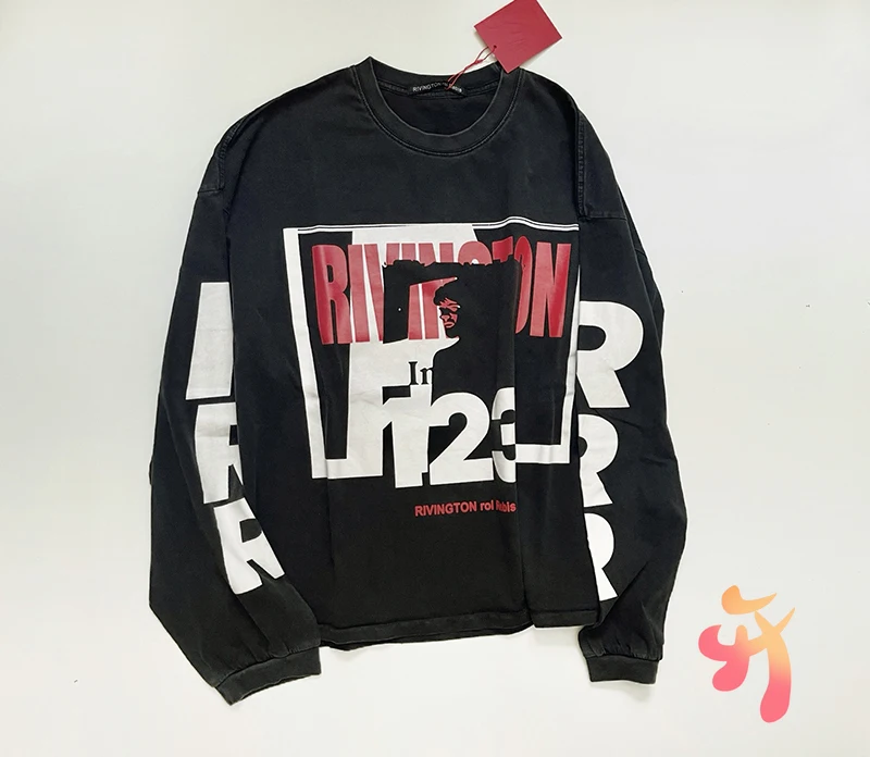 الثقيلة غسلها الأسود المتضخم RRR123 هودي الرجعية إلكتروني الكراك طباعة الهيب هوب الشارع الشهير عارضة فضفاض الرجال النساء بلوزات #5