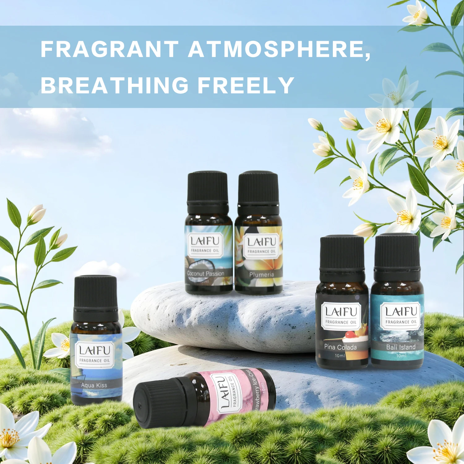 مجموعة الزيوت العطرية الصيفية مقاس 6 × 10 مل للناشر والعلاج العطري والشموع لصنع الروائح الاستوائية بلوميريا وجوز الهند وبينا كولادا والبال